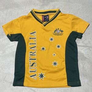 Australia National Team Soccer Futbol Jersey Youth Size 6 Yellow Green Hoxley